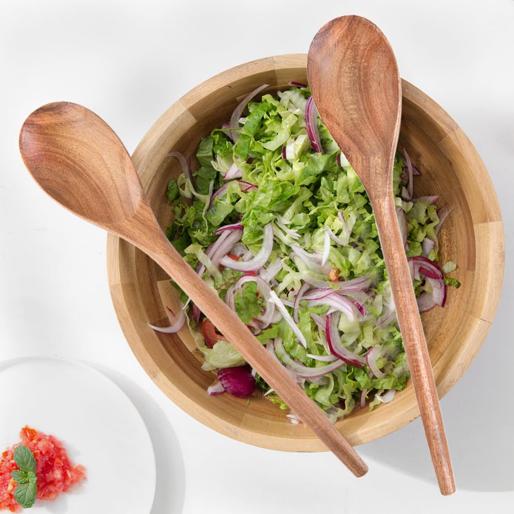 MornHalo 2PCS Acacia Wooden Spoons For Cooking-14 Inch Smooth Finish Cooking Spoons-Comfortable Grip Wood Spoons for Cooking - Non-Stick Cooking Utensils (Cooking Spoons 2pcs)