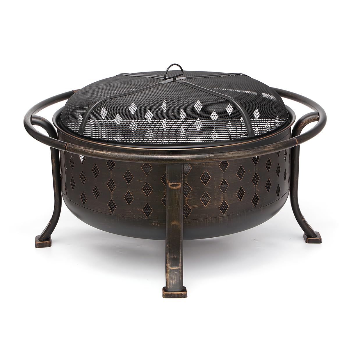 36 Inch Fire Pits for Outside Outdoor Wood Burning Firepit with BBQ Grate Large Heavy Duty Steel Firepit Bowl Bonfire Pit for Patio Backyard Garden Camping