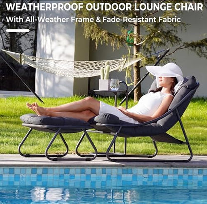 Grand patio Outdoor Lounge Chair with Footrest & Cushion, Dark Gray