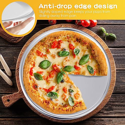 Rtteri 12 Pcs Pizza Pan Bulk Restaurant Aluminum Pizza Pan Set Round Pie Cake Plate Rust Free Cake Tray for Oven Baking Home Kitchen Restaurant Easy Clean (18 Inch)