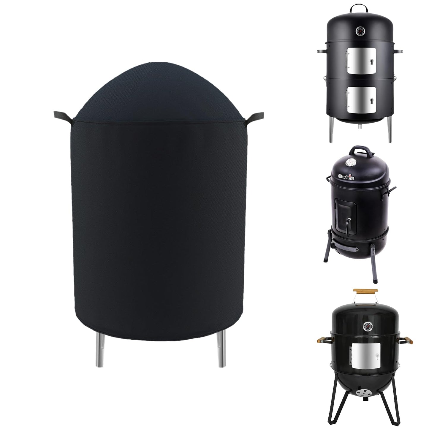 Outdoor Round Smoker Cover Fits Realcook Realcook 17" Smoker, Char-Broil 16" Bullet Smoker, Cuisinart COS-116 Vertical Charcoal Smoker,Joyagrill 17-1/2" Smoker Grill (22" D x 30" H)
