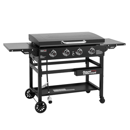 Royal Gourmet GB4000P 4 Burner Propane Gas Griddle with Hard Cover and Foldable Side Tables, 35-Inch Flat Top Grill with 766 Sq. In. Cooking Area for Backyard and Tailgating, Black