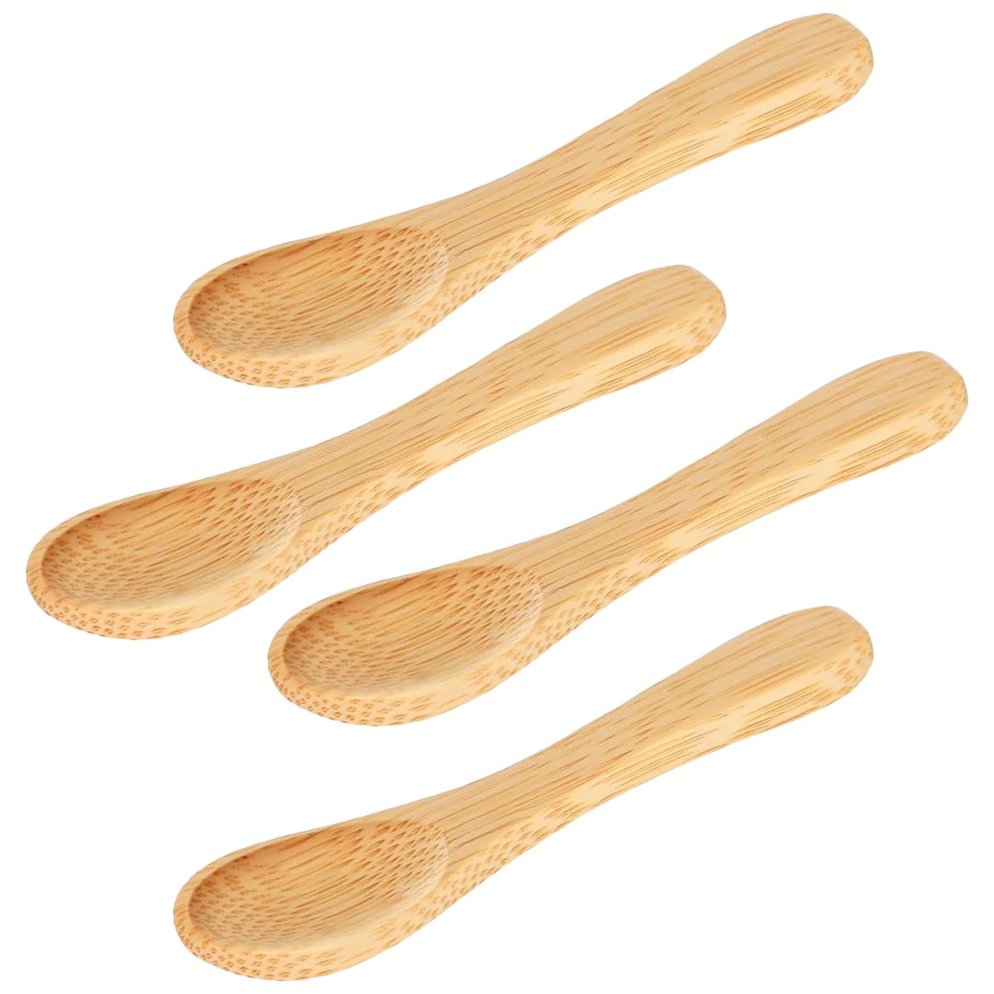 4 Pcs Small Wooden Spoons，3.5 Inch Mini Handmade Bulk Nature Tiny Spoons Little Wooden Teaspoons for Jars Sugar Coffee Creamer Honey Spices Salt Kitchen Supplies
