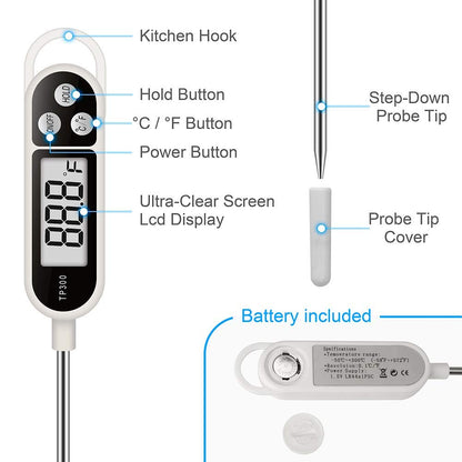 BAEMEFLE Candy Thermometer Digital Instant Read for Meat Kitchen Cooking Food Oil Deep Fry BBQ Grill Smoker (1, 9.4in)