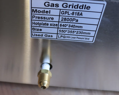 PreAsion Commercial LPG Gas Griddle with Pressure relief valve Grill Griddle Tabletop Flat Top Countertop Restaurant Griddle Grill Teppanyaki Grill