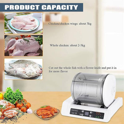 Mcamgiczin Commercial Vacuum Tumbler Marinating Machine for Meat&Vegetable,Large Capacity Pickling Barrel & 0-10h Timer Setting,Meat Tumbler Marinator,for Beef Pork Mutton