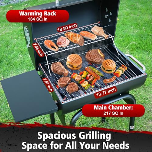 SUNLIFER Barrel Barbecue Charcoal Grill: Premium Spacious Outdoor BBQ Grill with Side Table - Ideal for Patio Cooking Backyard Grilling Camping Picnics Tailgating Parties