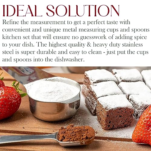 Bellemain One-Piece Stainless Steel Measuring Cups Set of 6 – Nesting Metal Measuring Cups for Kitchen – Dry & Liquid Measurements (ML & OZ), Rust-Resistant, Dishwasher Safe, Ergonomic Design