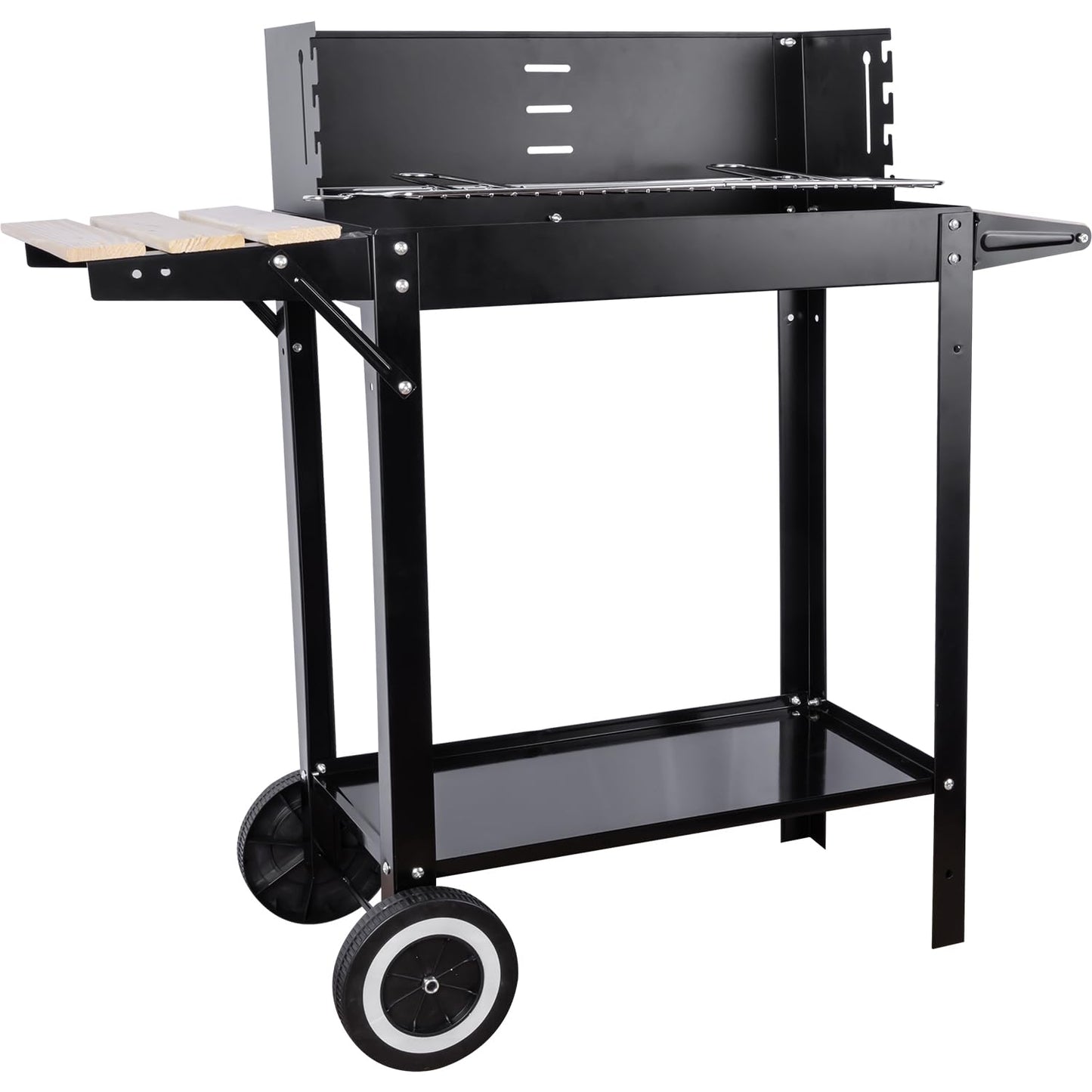 gzcmxh Charcoal Grill: Outdoor cooking Charcoal with side wood board - Charcoal Grill with Wheel and Handle for Outdoor, Camping (black)