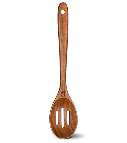 Wooden Slotted Spoons for Cooking, Good Grips Large Wooden Slotted Spoon, Natural Premium Teak Spoons Spatula, Heat Resistant Cooking Utensils for Nonstick Cookware, Serving and Mixing
