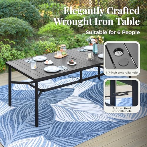MIXPATIO 9pc Patio Dining Set, 83" Rectangular Table, Textilene Chairs