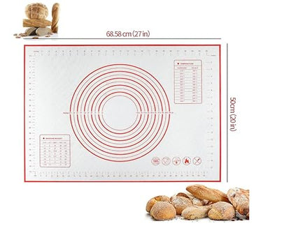 Silicone Baking Dough Pastry Mat, JJOO Large Bread Rolling Cookie kneading Baking Mats for Counter, Nonstick, Easy to Clean (27x20Inch)