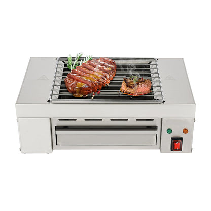 Portable Electric Grill 110V Indoor Smokeless Searing Grill Commercial Yakitori Griddle Stainless Steel Restaurant Korean BBQ Grill 446°F