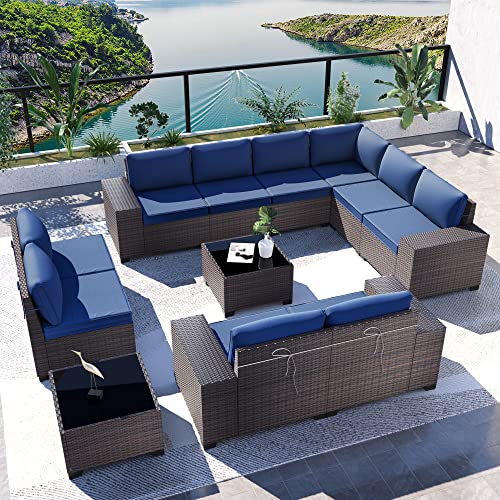 Kullavik 12 Piece Patio Furniture Set, Outdoor Wicker Sectional Sofa