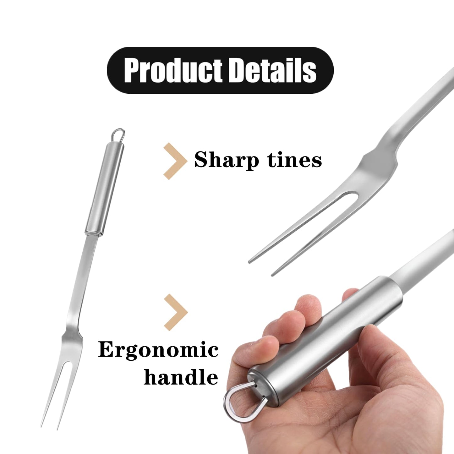 FJYXCHENXM 2 PCS Meat Forks Professional Meat Cooking Fork Grilling Fork Stainless Steel Meat Fork BBQ Fork,Two Pronged Forks for Kitchen(13 Inch)