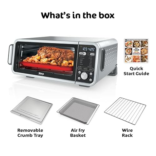 Ninja, Toaster Oven, Air Fryer, Thermometer, Toaster Oven Air Fryer Combo, Stainless Steel, Quick meals, Fries, Frozen Food, Air Fry, Dehydrate, Reheat, 13-in-1,Less Oil, Flip Away Oven, Foodi, SP351