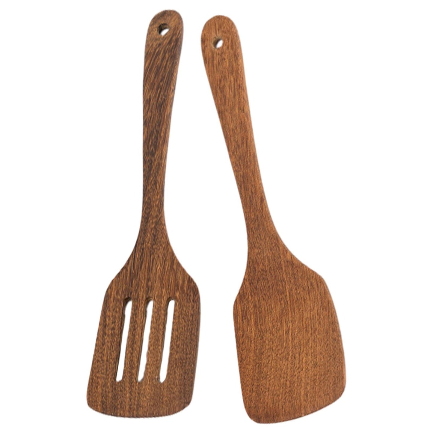 2pcs Wooden Spatula Wood Long Handle Flat Frying Turner Nonstick Flat Frying Spatulas Cooking Spurtle Utensils for kitchen use(COLOR:natural)