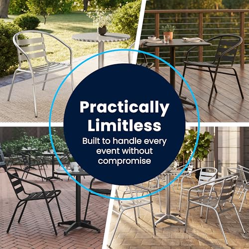 Flash Furniture Lila 31.5'' Square Aluminum Indoor-Outdoor Table Set with 2 Slat Back Chairs