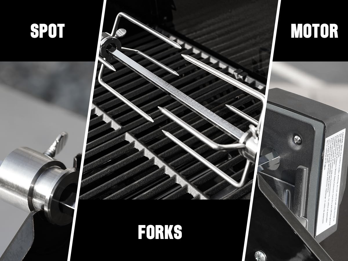 Monument Grills 6-Burner Convertible Natural Gas Smart bbq Grill Stainless Steel Denali 605 with Rotisserie Kit