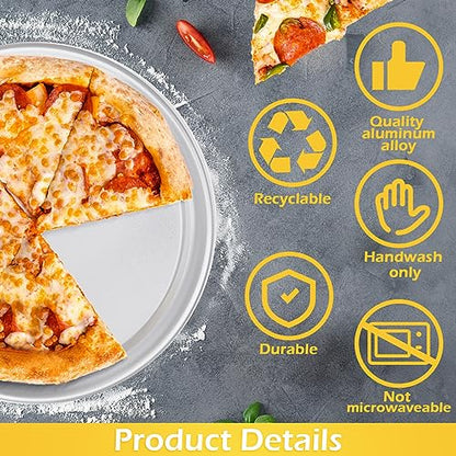 Bokon 12 Pcs 12 Inches Pizza Pans Bulk for Oven Non Stick Round Aluminum Pizza Plates Set for Pie Cake Tray Baking Restaurant Serving Home Kitchen Easy to Clean