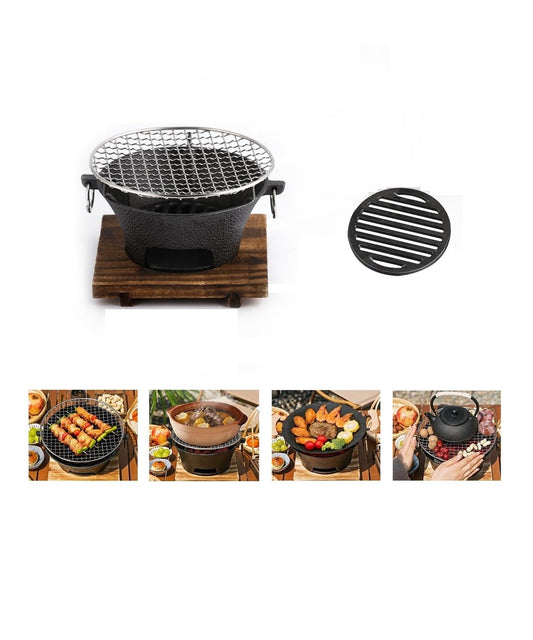 Cast Iron Hibachi Grill, hibachi grill outdoor,portable camping stove,hibachi tabletop,Small Portable Charcoal Grill for Outdoor Tabletop Camping, BBQ Grill Grate Surface 11in, Perfect for 3-4 People