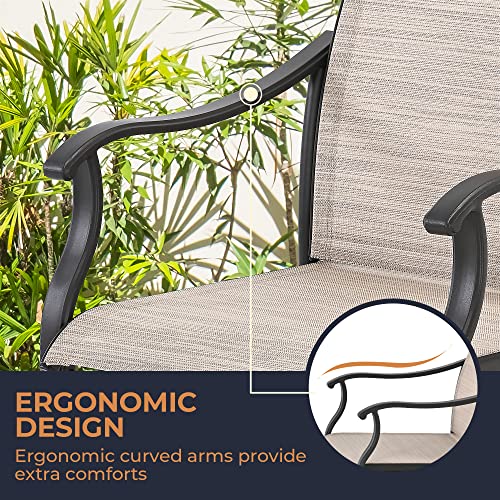 HAPPATIO 7 Piece Patio Dining Set,Outdoor Dining Set,Patio Furniture Sets,2 Swivel Dining Chairs,4 Reg.Dining Chairs,Textilene Furniture Set for Patio,Yard,Pool (Beige Brown)
