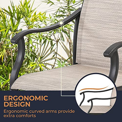 HAPPATIO 7 Piece Patio Dining Set,Outdoor Dining Set,Patio Furniture Sets,2 Swivel Dining Chairs,4 Reg.Dining Chairs,Textilene Furniture Set for Patio,Yard,Pool (Beige Brown)