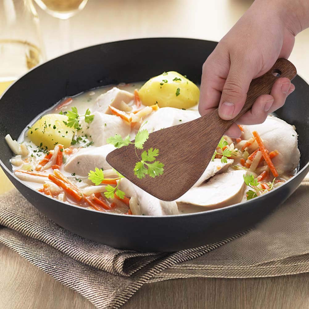 Chazcool Wooden Spatula, Flat Wooden Spoon, Wood Spatula Fried Rice Turner, Kitchen Cooking Tool for Cooking, Frying, Flipping & Stirring, Steak & Pizza