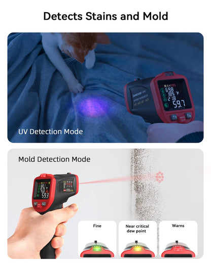 Infrared Thermometer Temperature Gun with Probe -58℉ to 1202℉, Digital Heat Surface Temp Gun, Non-Contact Laser Thermal Gun for Cooking Food, Barbecue Meat, Pizza Oven, Griddle (CM650)