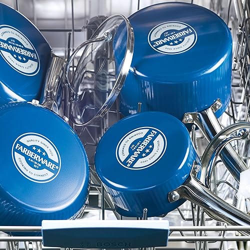 Farberware Style Nonstick Cookware Stockpot, 6 Quart, Blue