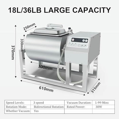 YXKJZHF Vacuum Tumbler Marinating Machine for Meat and Vegetables - Stainless Steel Food-Grade Tumbling Marinator