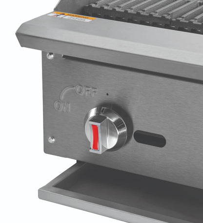 Kratos 24" Commercial Gas Charbroiler - Countertop 2-Burner Stainless Steel Grill, 70,000 BTU Output (29Y-001)