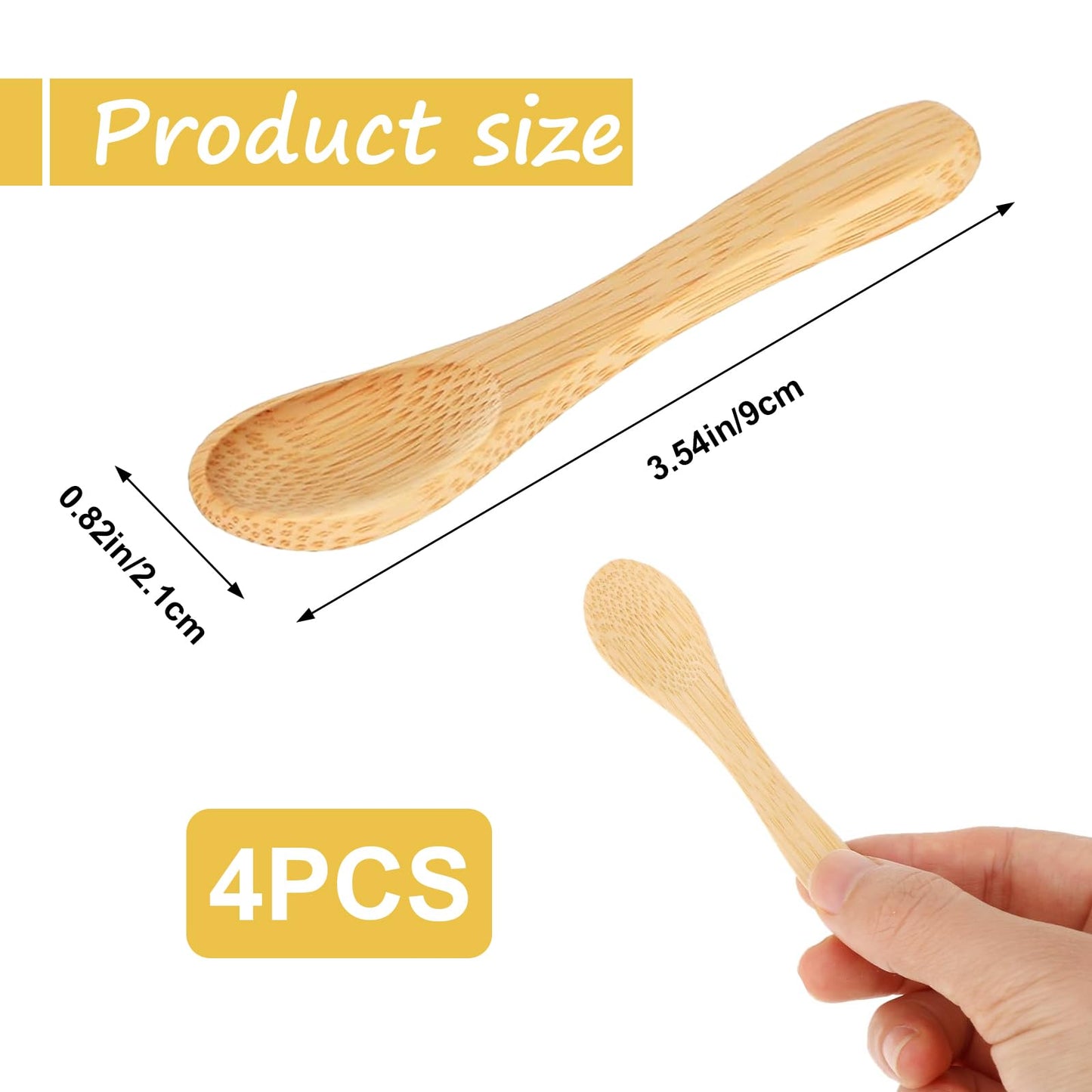 4 Pcs Small Wooden Spoons，3.5 Inch Mini Handmade Bulk Nature Tiny Spoons Little Wooden Teaspoons for Jars Sugar Coffee Creamer Honey Spices Salt Kitchen Supplies