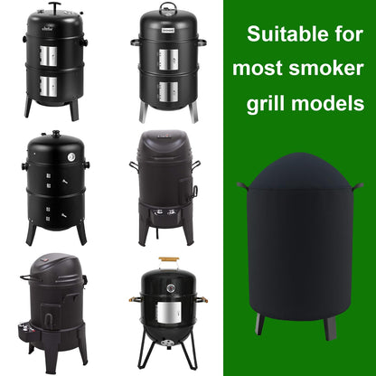 Outdoor Round Smoker Cover Fits Realcook Realcook 17" Smoker, Char-Broil 16" Bullet Smoker, Cuisinart COS-116 Vertical Charcoal Smoker,Joyagrill 17-1/2" Smoker Grill (22" D x 30" H)