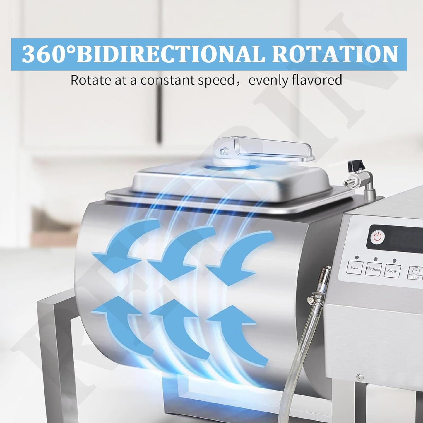 RETRIN Stainless Steel Food-Grade Tumbler Marinator 36lb/18L 15 Minute Vacuum Tumbler Marinating Machine for Meat Vegetable Jerky Sausage Bacon w/Bidirectional Rotation & 3-Speed Control