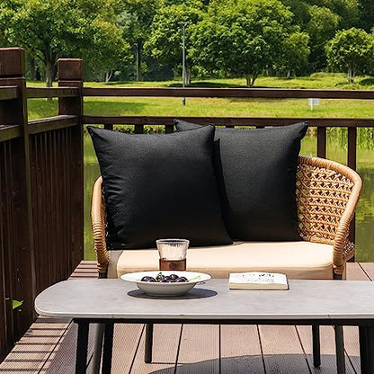 NiNi ALL Waterproof Outdoor Pillow Covers 20x20 Set of 2 Patio Black