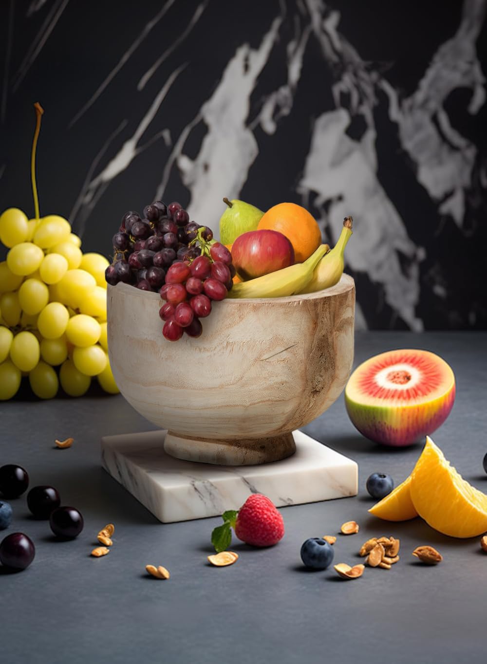 Serene Spaces Living Paulownia Wood Decorative Bowl – Handmade Round Wood Bowl for Home Décor, Centerpieces, Wedding, Parties, and Floral Arrangements, 7" Tall & 11" Diameter