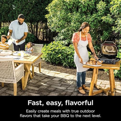 Ninja OG701 Woodfire Outdoor Grill & Smoker, 7-in-1 Master Grill, BBQ Smoker, Air Fryer plus Bake, Roast, Dehydrate, & Broil, uses Woodfire Pellets(1 Pack Included), Portable, Electric, Red