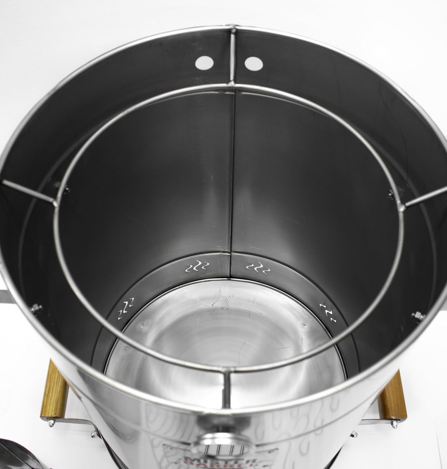 Medium Charcoal Grill & BBQ Smoker Mister Barrel | Portable option | Stainless Steel BBQ for Indoors & Outdoors | serves up to 15 people | Includes 15 Hooks, 1 Hook Remover and 1 top.