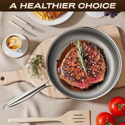 ZEROPAN Frying Pans Nonstick with Lid,Hybrid Nonstick 4-Quart Deep Sauté Pan, Stay-Cool Handle,PFAS PFOA PTFE Free,10 Inch Deep Frying Pan Dishwasher-Friendly, Oven-Safe, Compatible with All Cooktops