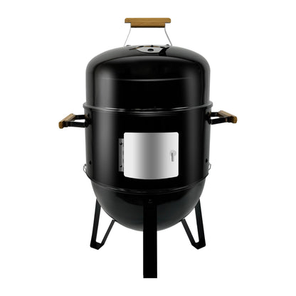 Joyagrill 17 Inch Porcelain-Enameled Charcoal BBQ Grill Smoker – Adjustable Temperature Vertical Smoker Gril for Outdoor Cooking, Smoking, Grilling – Portable Backyard Heavy Duty Barbecue Cooke, Black