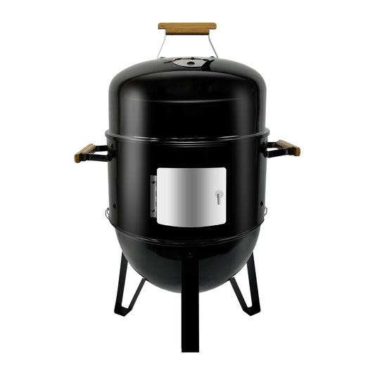 Joyagrill 17 Inch Porcelain-Enameled Charcoal BBQ Grill Smoker – Adjustable Temperature Vertical Smoker Gril for Outdoor Cooking, Smoking, Grilling – Portable Backyard Heavy Duty Barbecue Cooke, Black