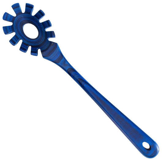 Baltique Malta Collection Wooden Spaghetti Spoon – 12.5" Pasta Server with Teeth, Colorful Birch Wood Utensil for Portioning, Stirring & Serving Noodles