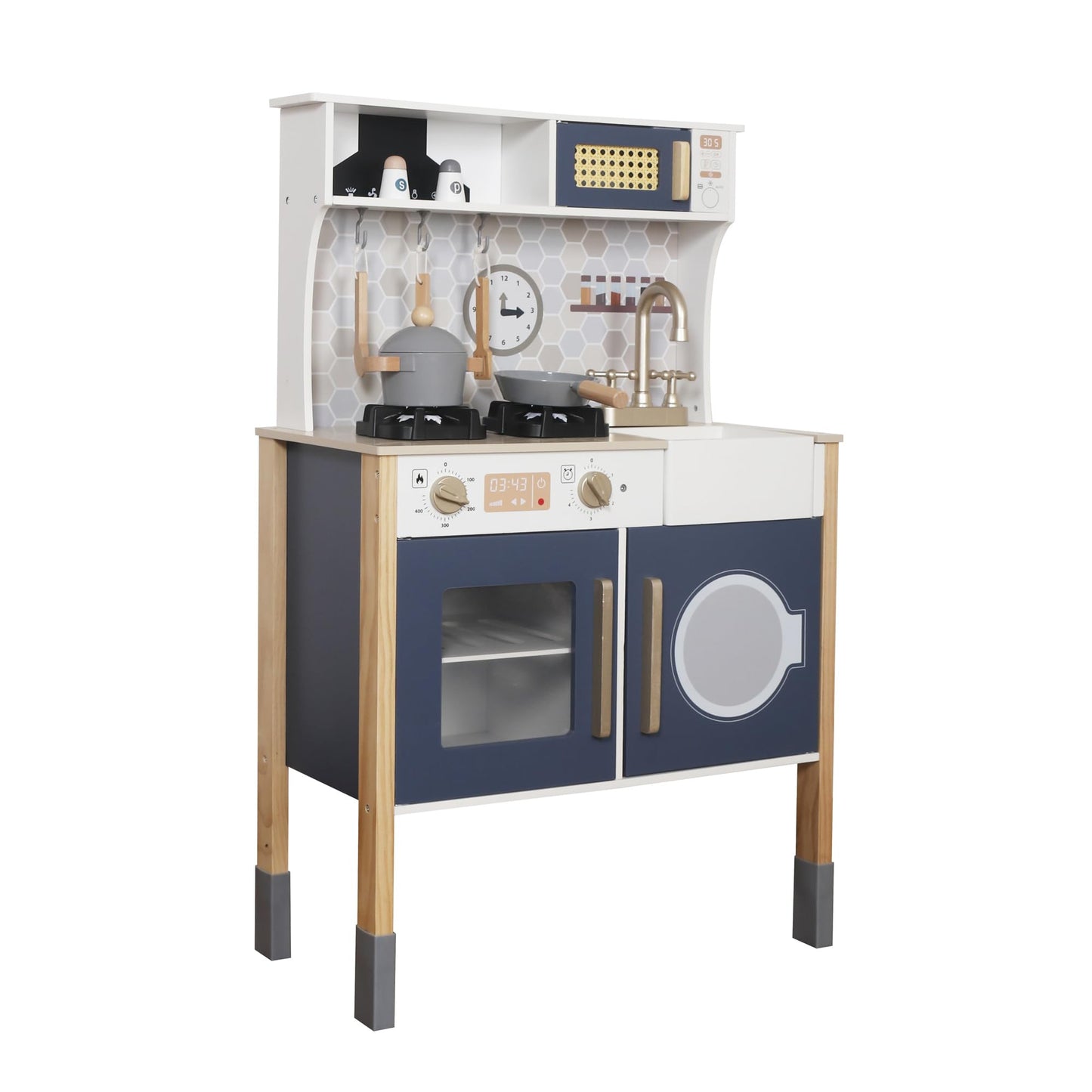 Toy Kitchen Playset for Kids, Electronic Play Stove with Light&Sounds, Pretend Play Cooking Toys Kitchen Set with Cookware Accessories,Toddlers Kitchens Toys Festival Gift for 3+ Year Old Boys Girls