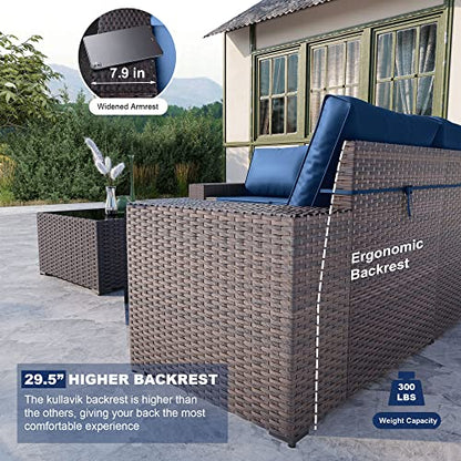 Kullavik 12 Piece Patio Furniture Set, Outdoor Wicker Sectional Sofa