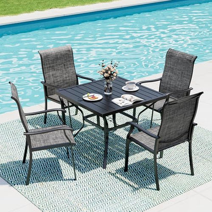PATIOPIA 5-Piece Outdoor Dining Set, Patio Furniture Set with 4 Regular Chairs,Patio Dining Set with 1 Rectangular Table for Garden, Backyard, Poolside, Deck, Charcoal