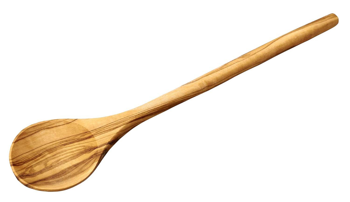 Naturally Med - Olive Wood Wooden Cooking Spoon 12". Handcrafted in Tunisia. Spoon for non stick pans. Olive Wood kitchen spoon