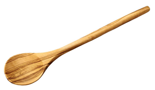 Naturally Med - Olive Wood Wooden Cooking Spoon 12". Handcrafted in Tunisia. Spoon for non stick pans. Olive Wood kitchen spoon