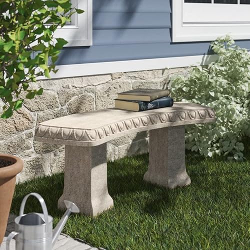 Emsco Group 2306-1AZ Garden Bench – Natural Sandstone Appearance – Made of Resin – Lightweight – 12” Height