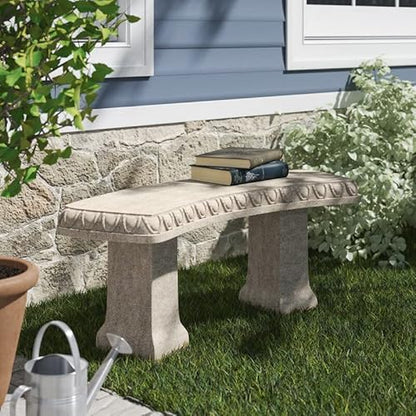 Emsco Group 2306-1AZ Garden Bench – Natural Sandstone Appearance – Made of Resin – Lightweight – 12” Height